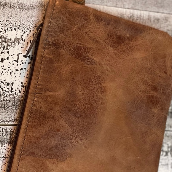 Cowhide Wristlet Clutch with Zipper Embossed print with detachable strap browns - Picture 13 of 13